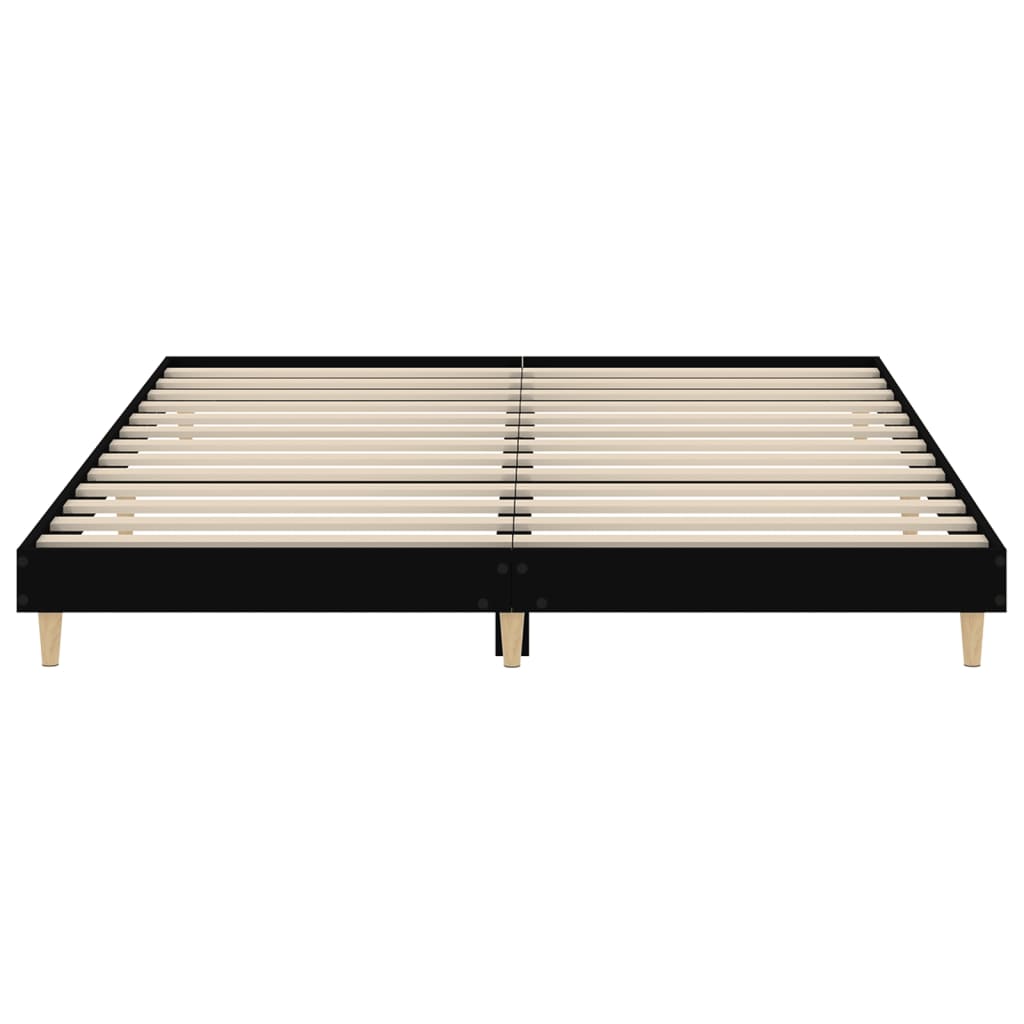 Bedframe Bewerkt Hout 150 x 200 cm Zwart