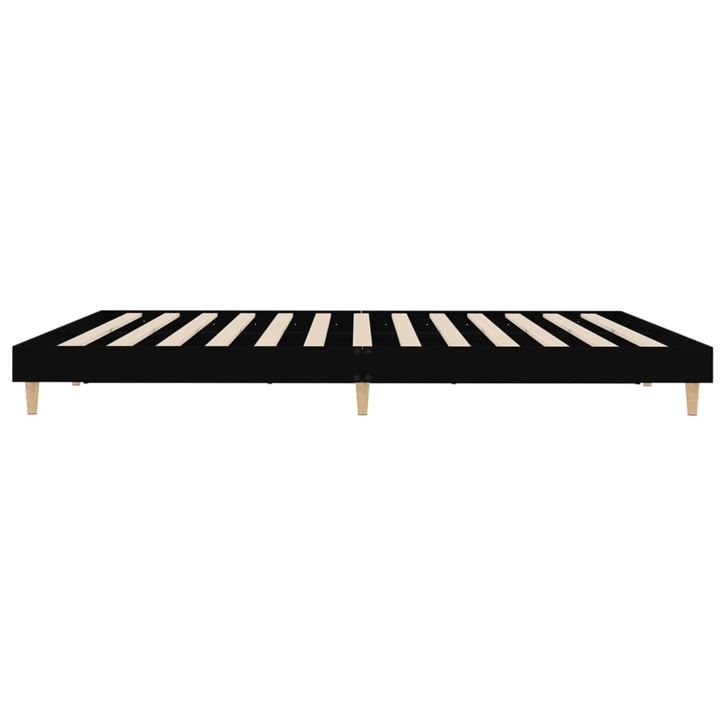 Bedframe Bewerkt Hout 150 x 200 cm Zwart