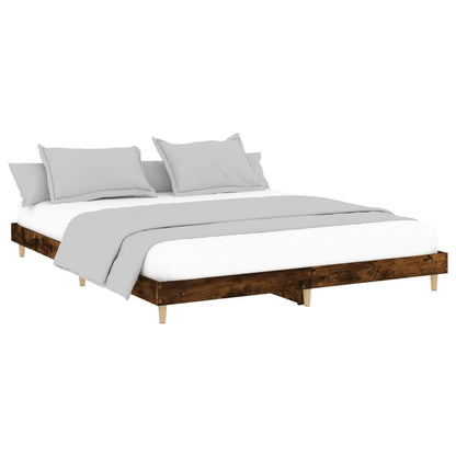 Bedframe Bewerkt Hout Kleurig 150 x 200 cm Gerookt eiken