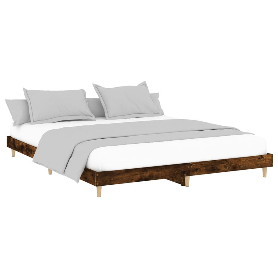 Bedframe Bewerkt Hout Kleurig 150 x 200 cm Gerookt eiken