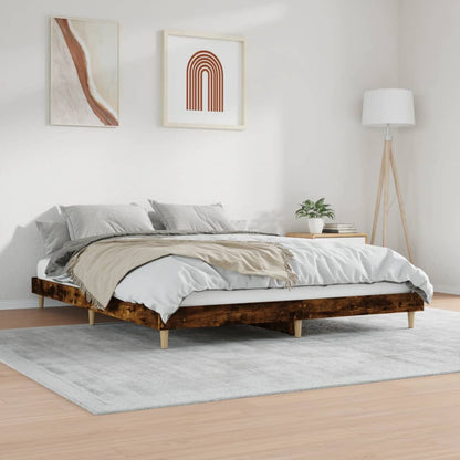 Bedframe Bewerkt Hout Kleurig 150 x 200 cm Gerookt eiken