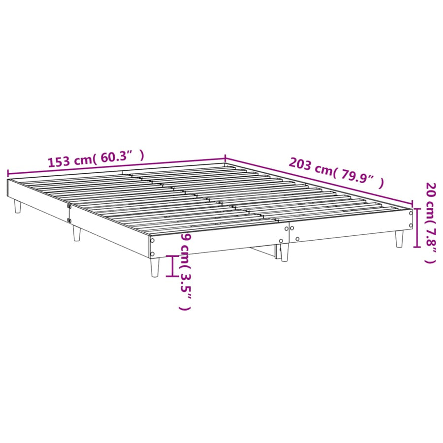 Bedframe Bewerkt Hout Kleurig 150 x 200 cm Gerookt eiken
