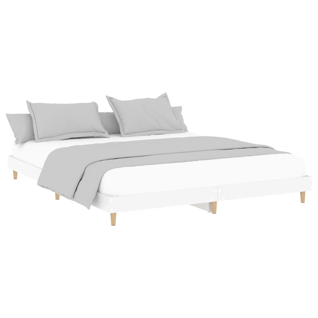 Bedframe Bewerkt Hout 140 x 200 cm Wit