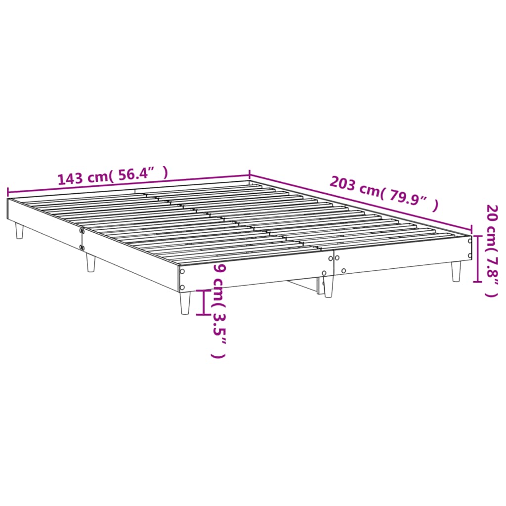 Bedframe Bewerkt Hout 140 x 200 cm Wit