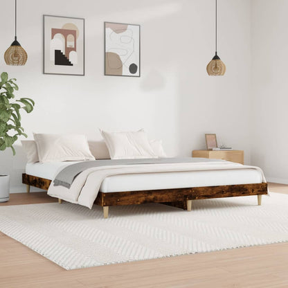 Bedframe Bewerkt Hout Gerookt Eikenkleurig 140X200 Cm