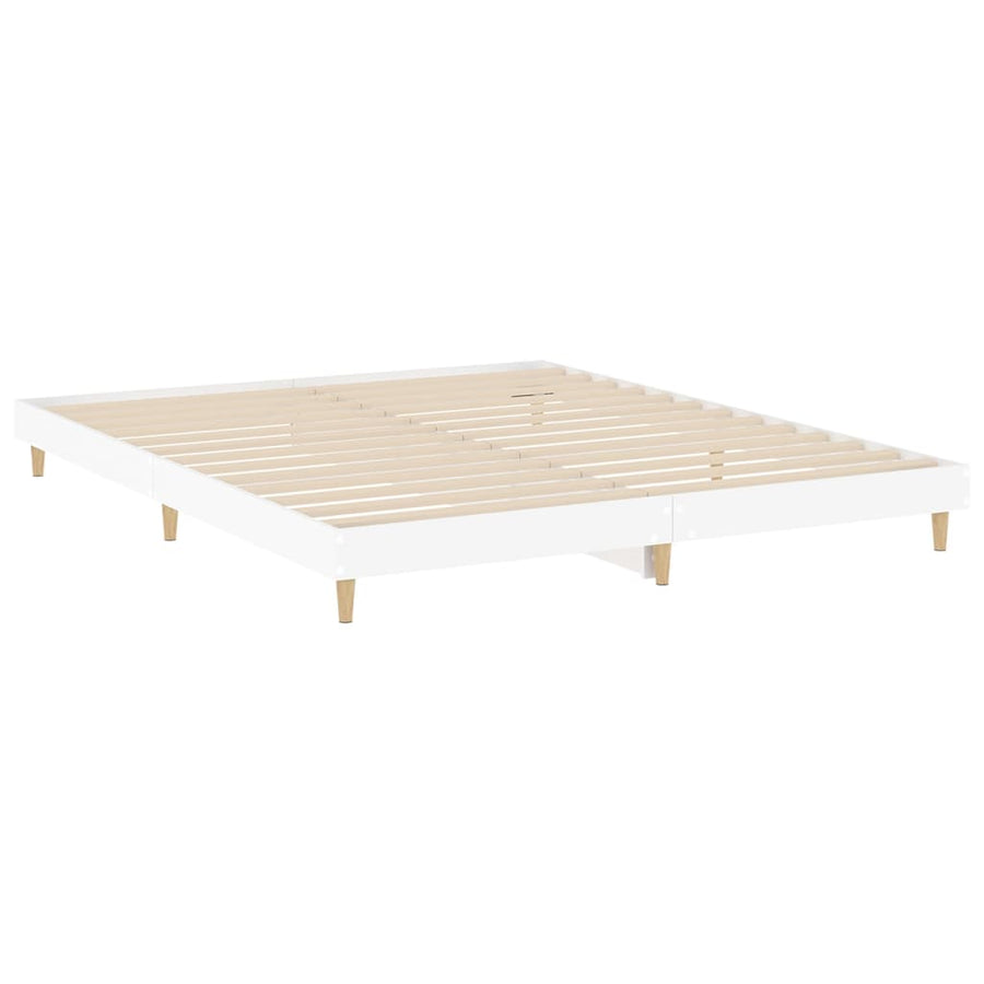 Bedframe Led Massief Hout 120 x 200 cm Wit