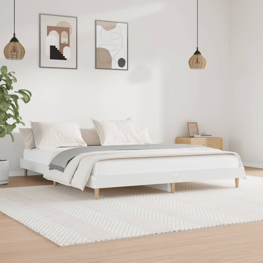 Bedframe Led Massief Hout 120 x 200 cm Wit