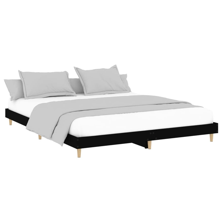 Bedframe Bewerkt Hout 120 x 200 cm Zwart