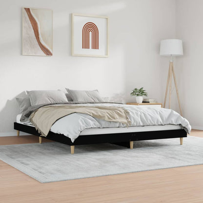 Bedframe Bewerkt Hout 120 x 200 cm Zwart