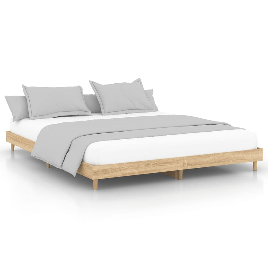 Bedframe bewerkt hout sonoma eikenkleurig 120x200 cm 120 x 200 cm Sonoma eiken