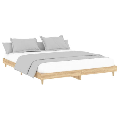 Bedframe bewerkt hout sonoma eikenkleurig 120x200 cm 120 x 200 cm Sonoma eiken