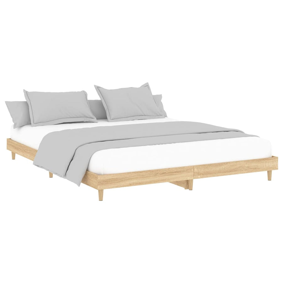 Bedframe bewerkt hout sonoma eikenkleurig 120x200 cm 120 x 200 cm Sonoma eiken