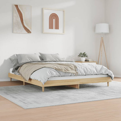 Bedframe bewerkt hout sonoma eikenkleurig 120x200 cm 120 x 200 cm Sonoma eiken