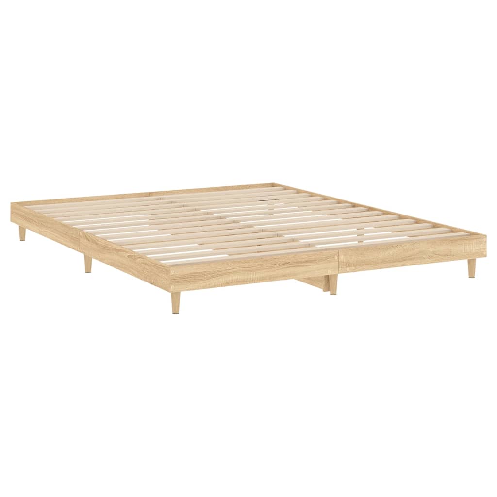 Bedframe bewerkt hout sonoma eikenkleurig 120x200 cm 120 x 200 cm Sonoma eiken