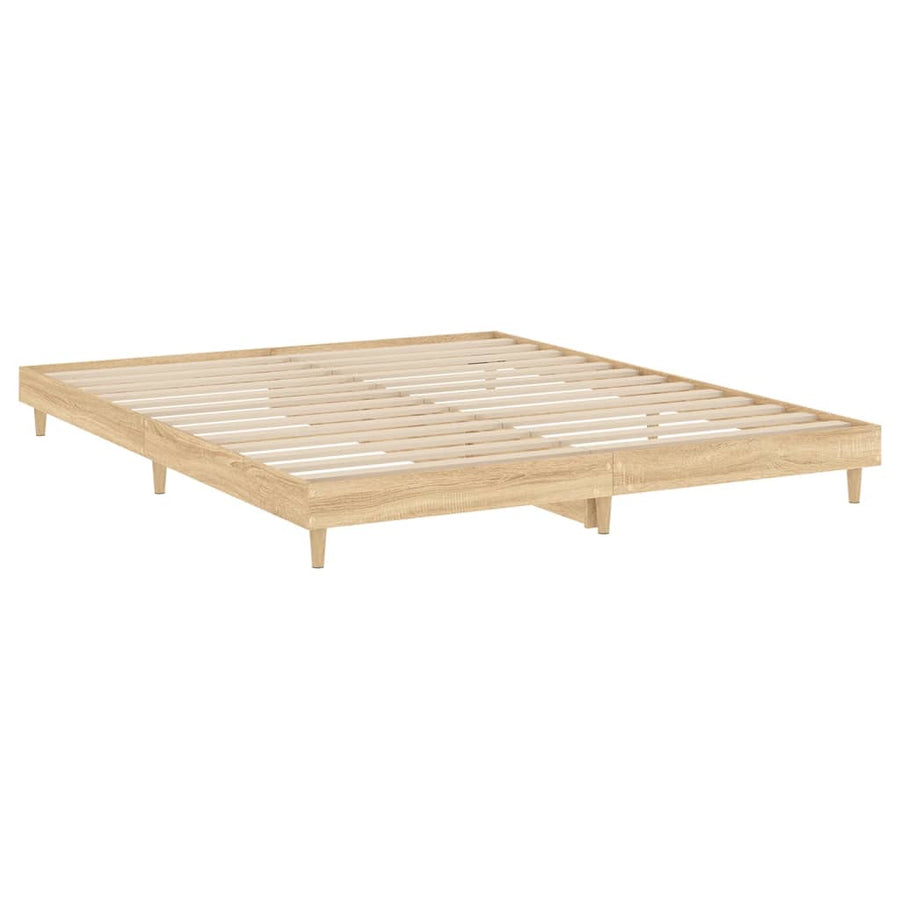Bedframe bewerkt hout sonoma eikenkleurig 120x200 cm 120 x 200 cm Sonoma eiken