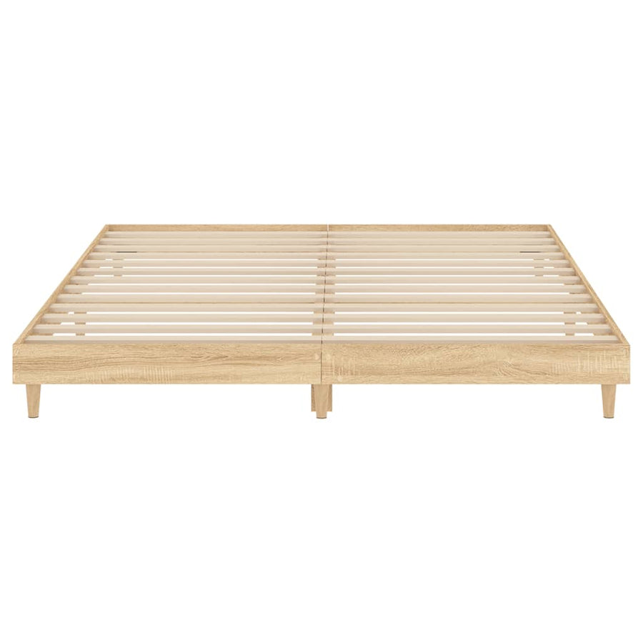 Bedframe bewerkt hout sonoma eikenkleurig 120x200 cm 120 x 200 cm Sonoma eiken