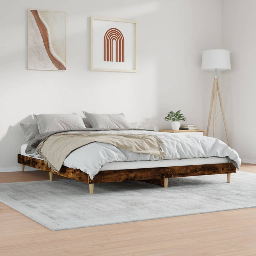 Bedframe Bewerkt Hout Kleurig 120 x 200 cm Gerookt eiken