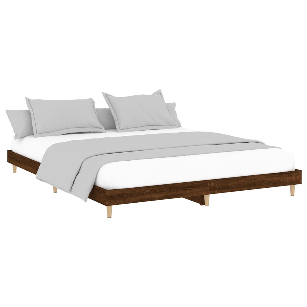 Bedframe bewerkt hout bruin eikenkleur 120x200 cm 120 x 200 cm bruin eikenkleur
