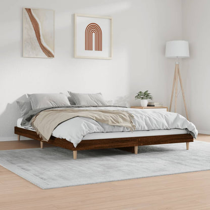 Bedframe bewerkt hout bruin eikenkleur 120x200 cm 120 x 200 cm bruin eikenkleur