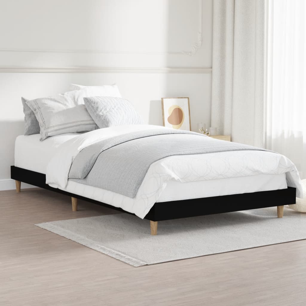 Bedframe Bewerkt Hout 100 x 200 cm Zwart