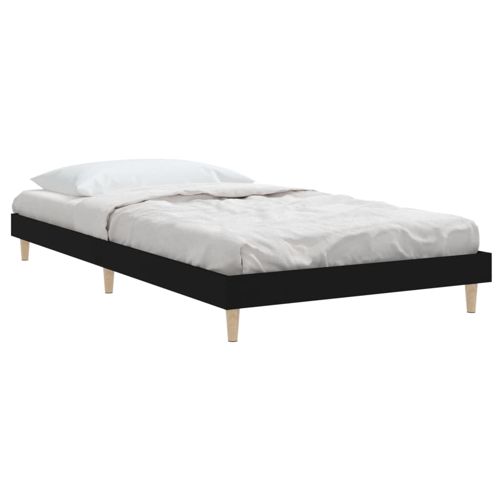 Bedframe Bewerkt Hout 100 x 200 cm Zwart