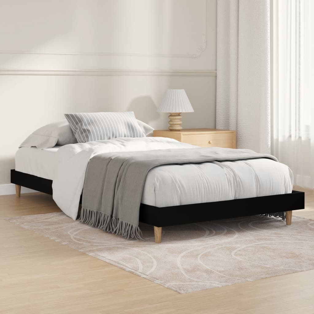 Bedframe Bewerkt Hout 100 x 200 cm Zwart
