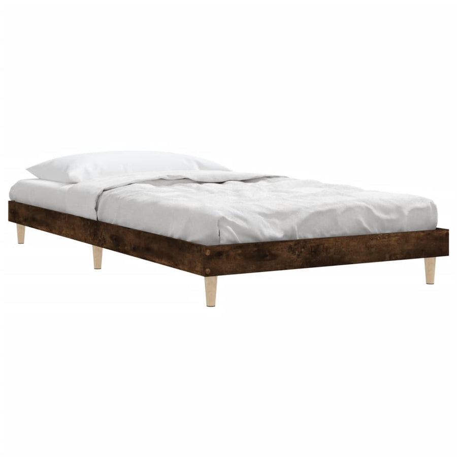 Bedframe Bewerkt Hout Kleurig 100 x 200 cm Gerookt eiken