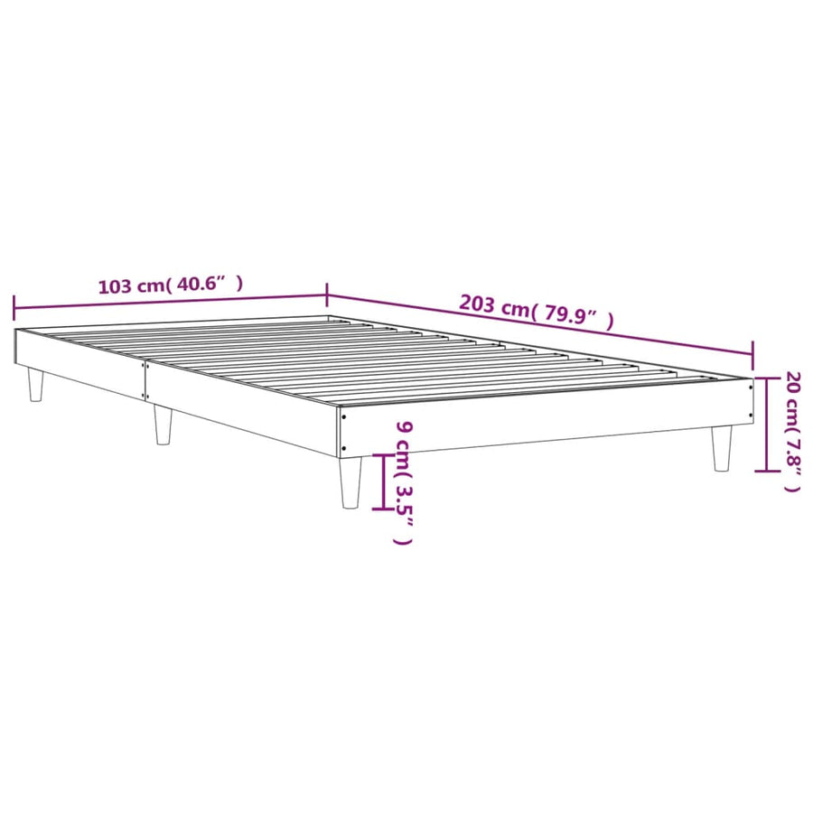 Bedframe Bewerkt Hout Kleurig 100 x 200 cm Gerookt eiken