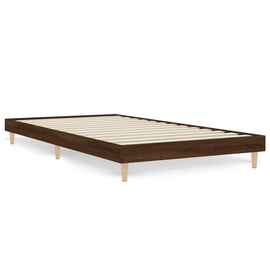 Bedframe bewerkt hout bruin eikenkleur 100x200 cm 100 x 200 cm bruin eikenkleur