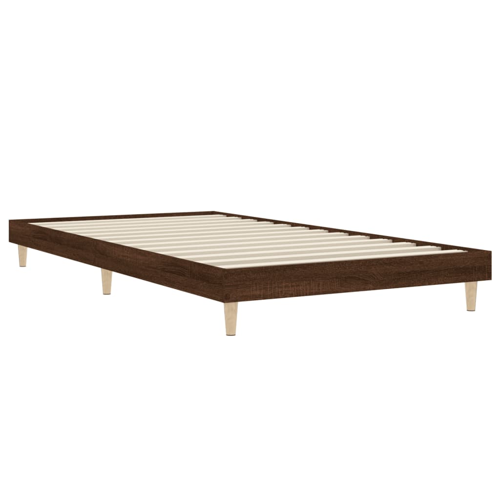 Bedframe bewerkt hout bruin eikenkleur 100x200 cm 100 x 200 cm bruin eikenkleur