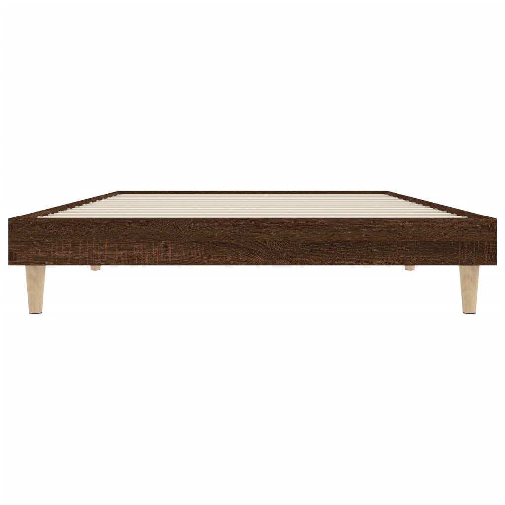 Bedframe bewerkt hout bruin eikenkleur 100x200 cm 100 x 200 cm bruin eikenkleur