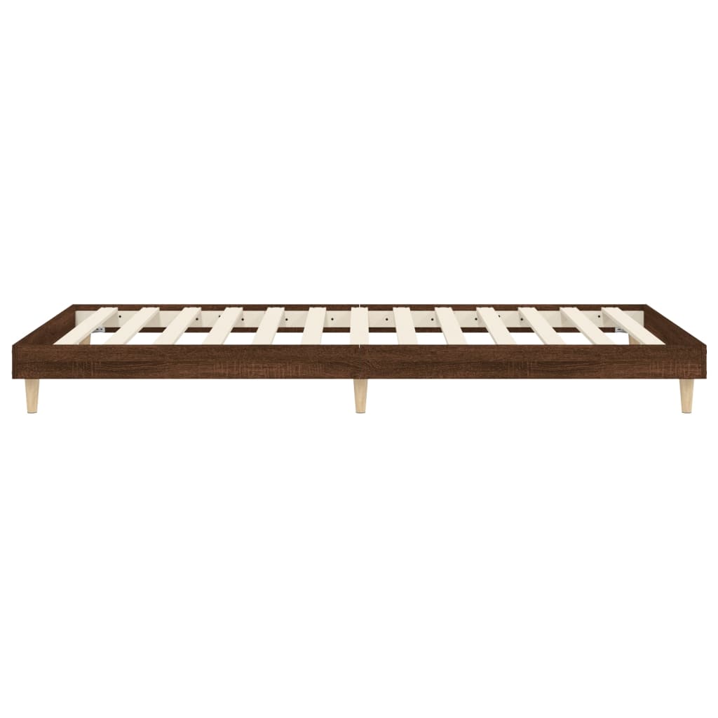 Bedframe bewerkt hout bruin eikenkleur 100x200 cm 100 x 200 cm bruin eikenkleur