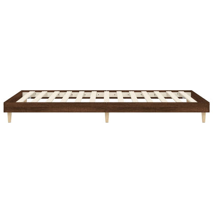 Bedframe bewerkt hout bruin eikenkleur 100x200 cm 100 x 200 cm bruin eikenkleur