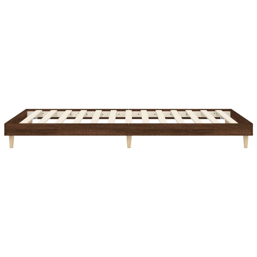 Bedframe bewerkt hout bruin eikenkleur 100x200 cm 100 x 200 cm bruin eikenkleur