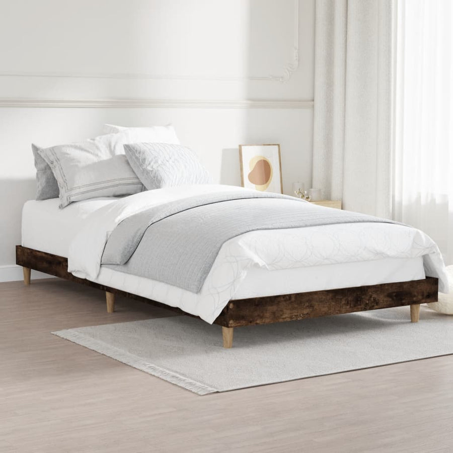 Bedframe Bewerkt Hout Kleurig 90 x 200 cm Gerookt eiken