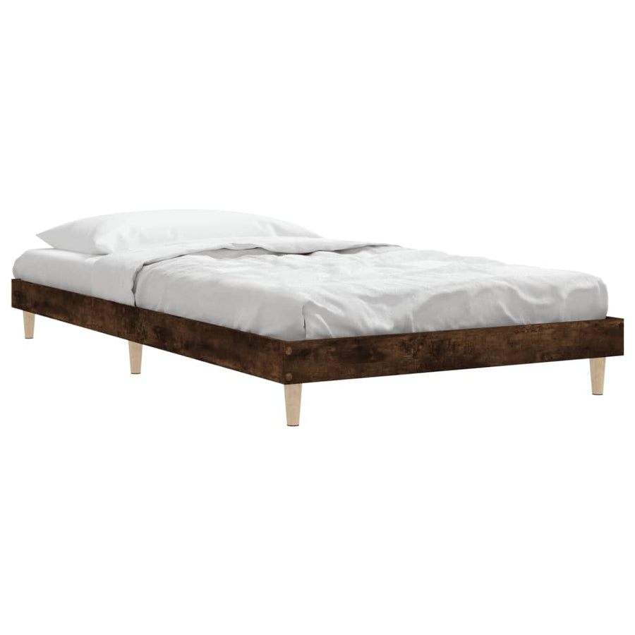 Bedframe Bewerkt Hout Kleurig 90 x 200 cm Gerookt eiken