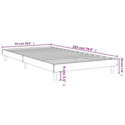 Bedframe Bewerkt Hout Kleurig 90 x 200 cm Gerookt eiken