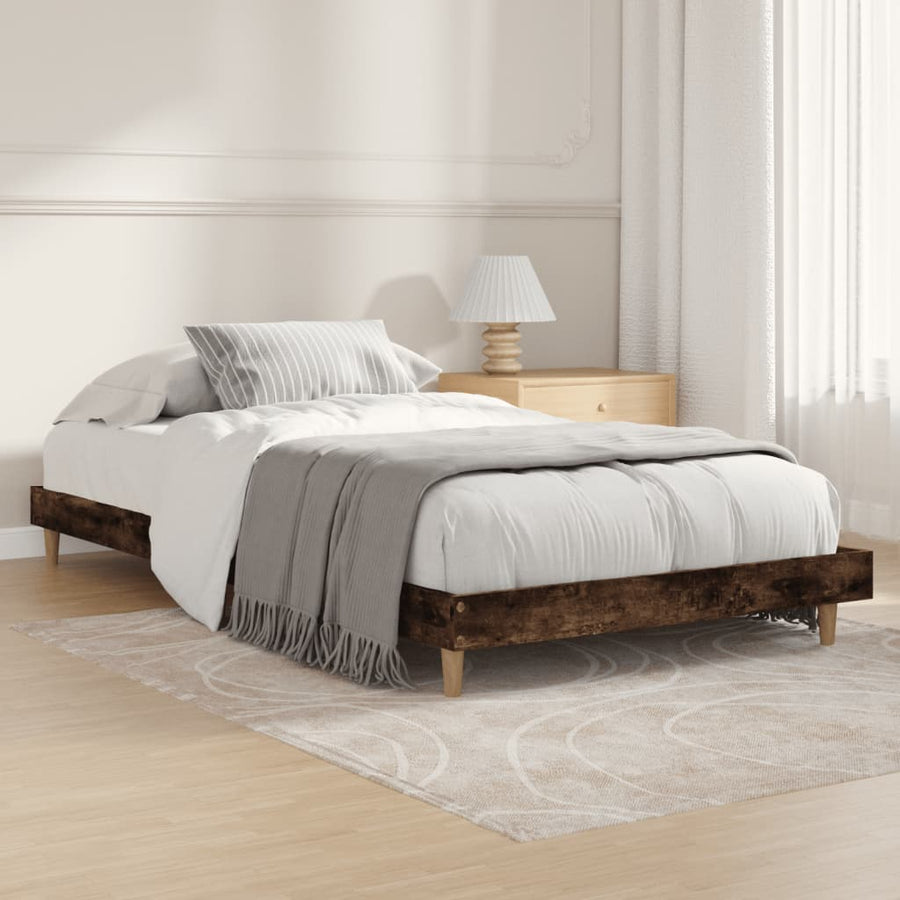 Bedframe Bewerkt Hout Kleurig 90 x 200 cm Gerookt eiken