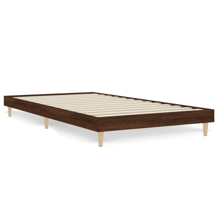 Bedframe bewerkt hout bruin eikenkleur 90x200 cm 90 x 200 cm bruin eikenkleur