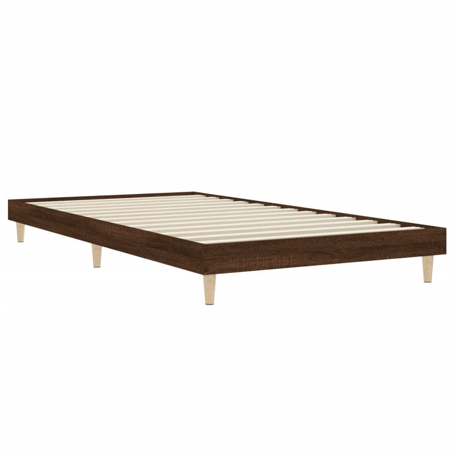 Bedframe bewerkt hout bruin eikenkleur 90x200 cm 90 x 200 cm bruin eikenkleur