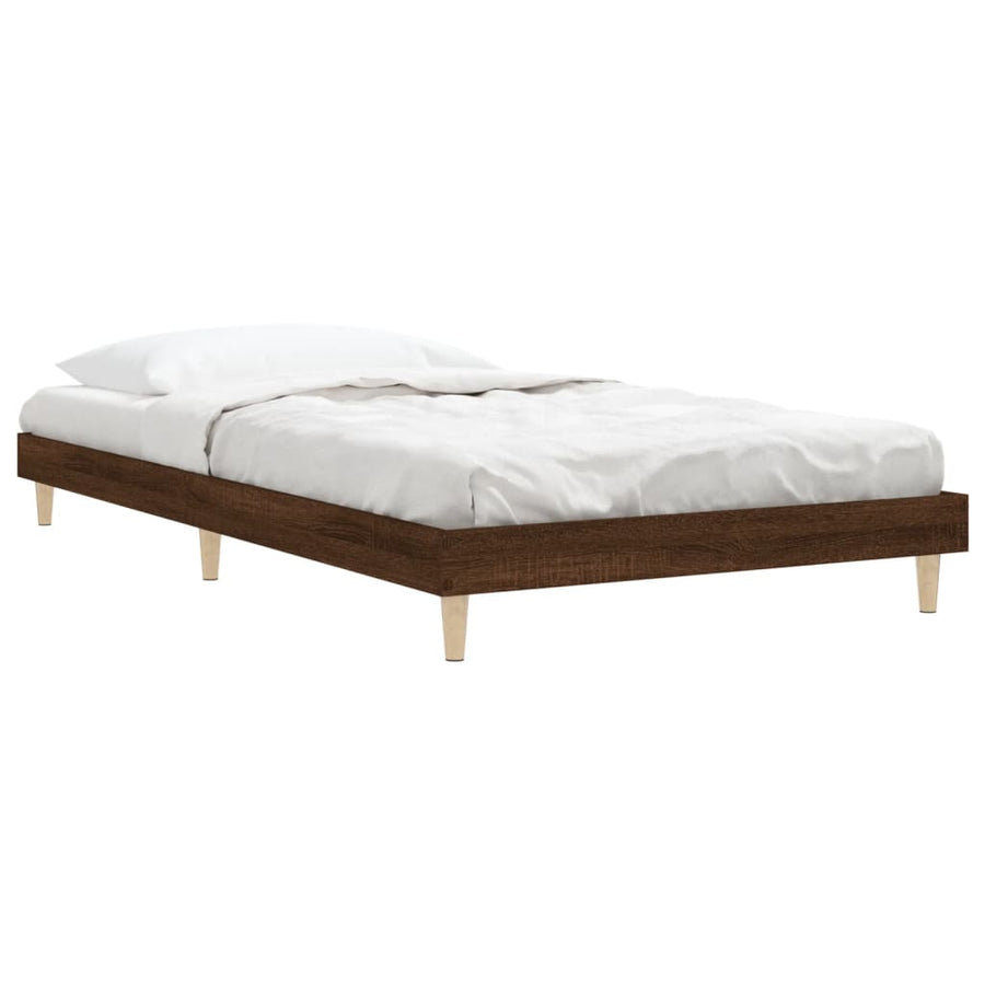 Bedframe bewerkt hout bruin eikenkleur 90x200 cm 90 x 200 cm bruin eikenkleur