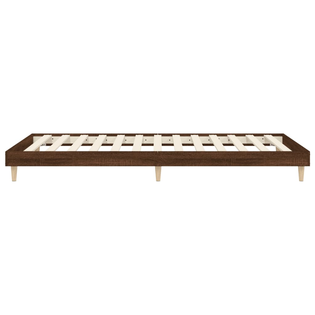 Bedframe bewerkt hout bruin eikenkleur 90x200 cm 90 x 200 cm bruin eikenkleur