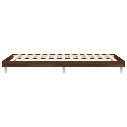 Bedframe bewerkt hout bruin eikenkleur 90x200 cm 90 x 200 cm bruin eikenkleur