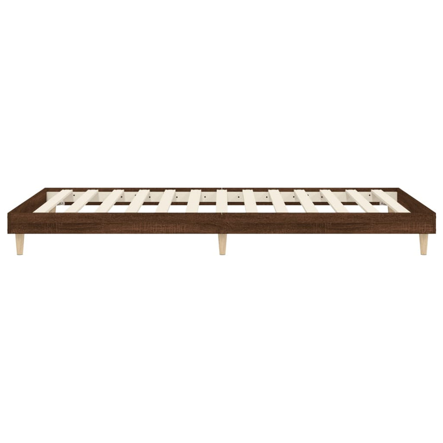Bedframe bewerkt hout bruin eikenkleur 90x200 cm 90 x 200 cm bruin eikenkleur