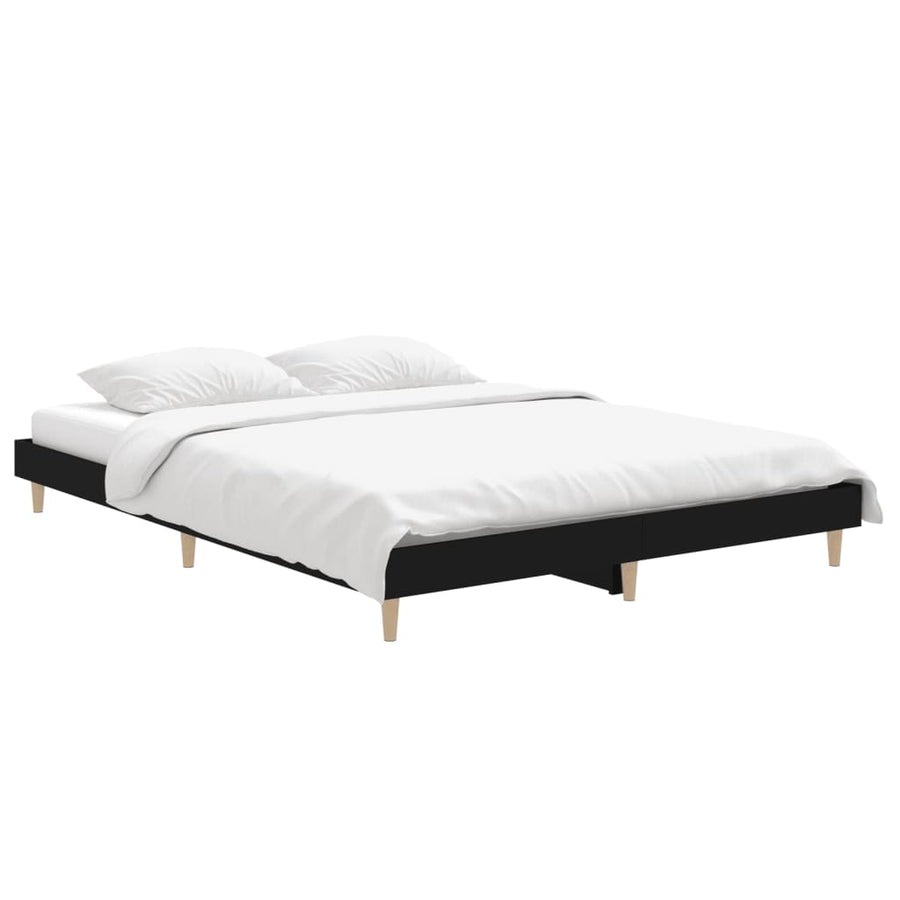 Bedframe Led Massief Hout 140 x 190 cm Zwart