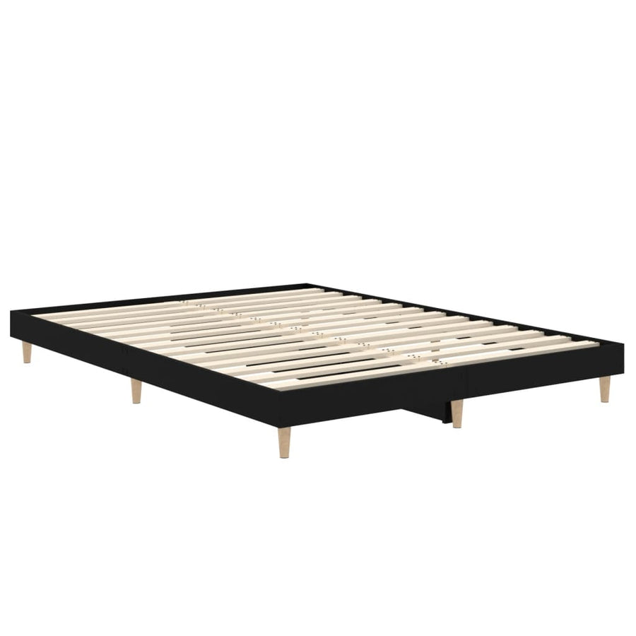 Bedframe Led Massief Hout 140 x 190 cm Zwart