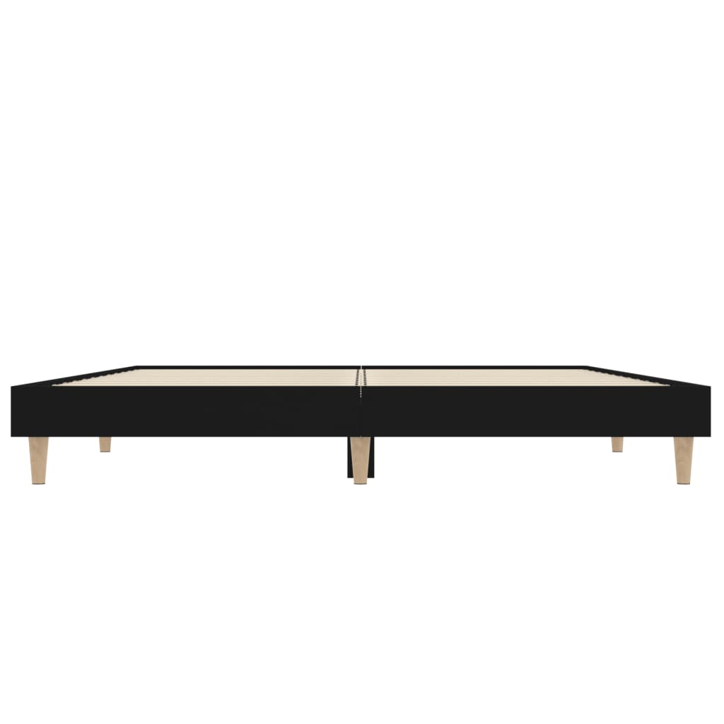 Bedframe Led Massief Hout 140 x 190 cm Zwart