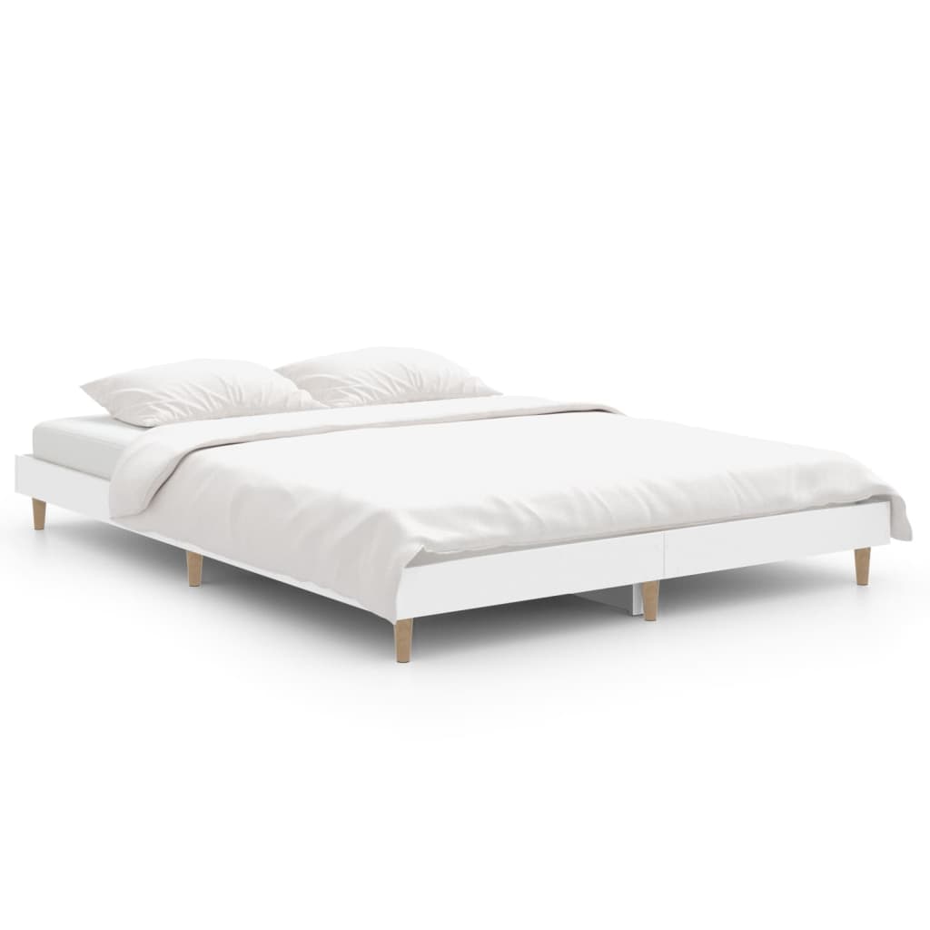 Bedframe Bewerkt Hout 135 x 190 cm Wit