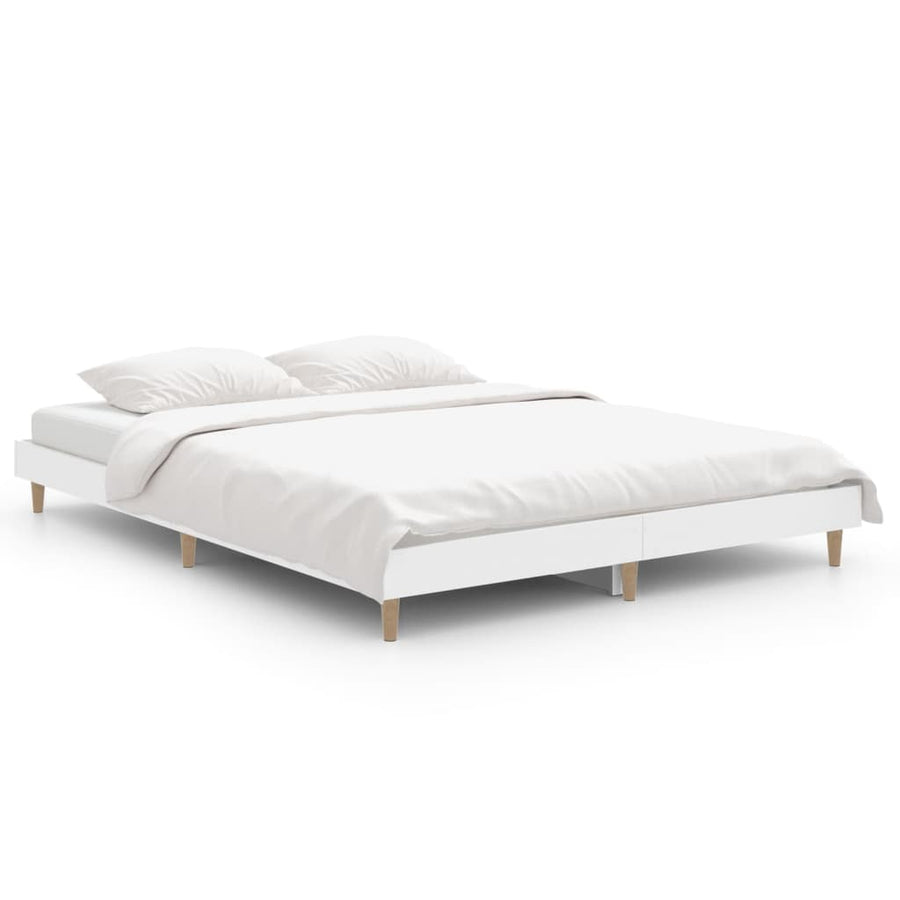 Bedframe Bewerkt Hout 135 x 190 cm Wit