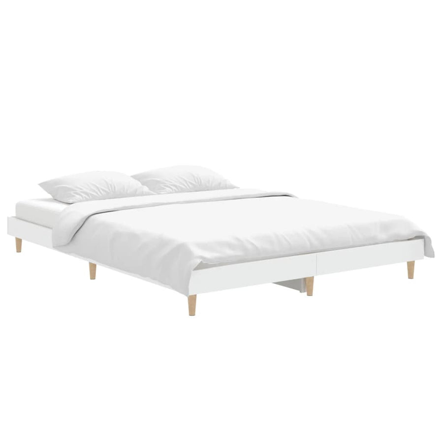 Bedframe Bewerkt Hout 135 x 190 cm Wit